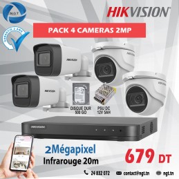 PACK DE 4 CAMERAS HD 2MP IR20M