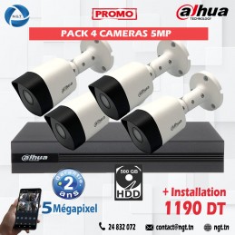 PACK 4 CAMERAS 5MP 500GO +...